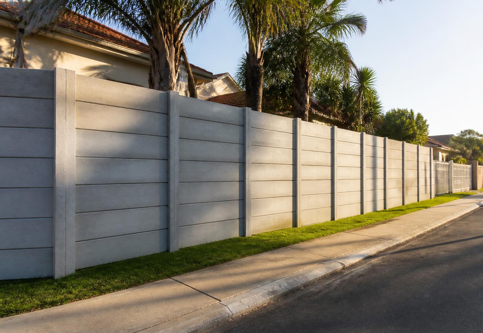 Precast concrete boundary wall installed along a Cape Town street