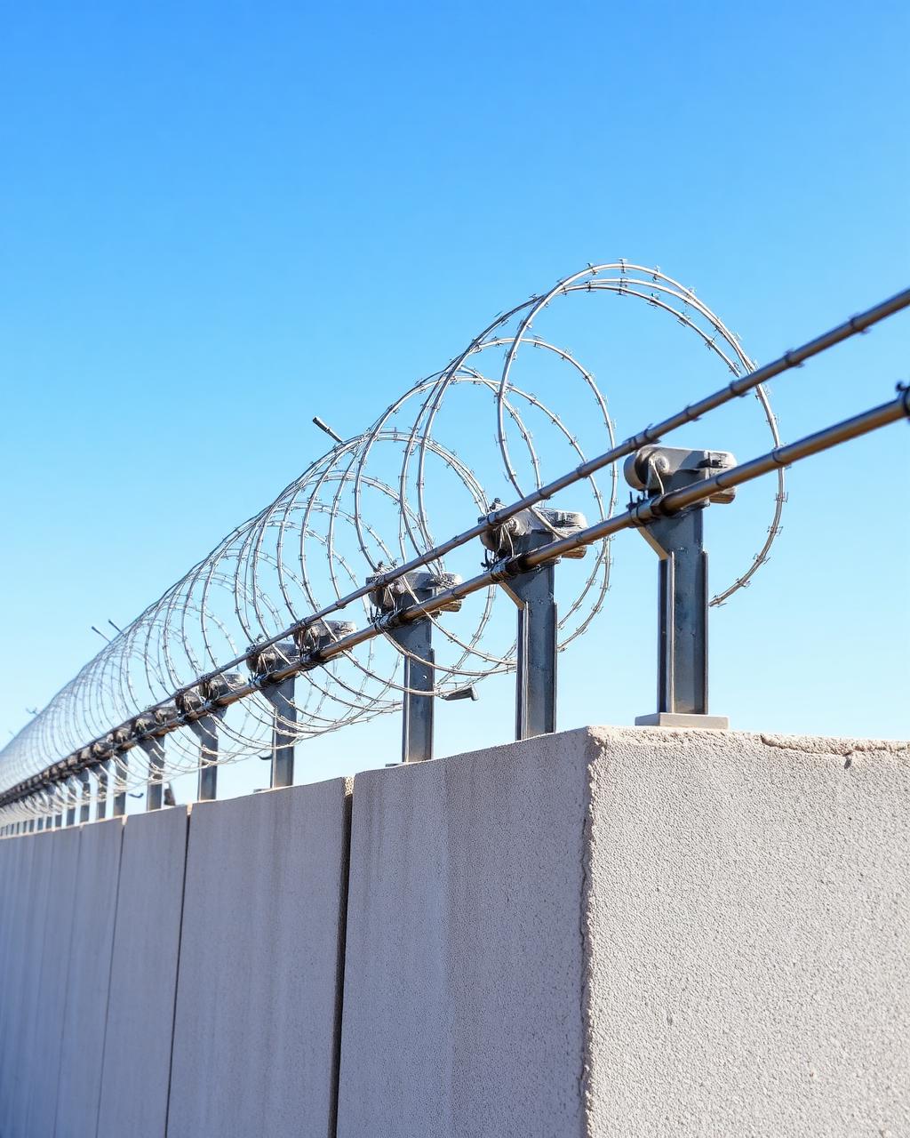 Razor wire wall top — Razor Wire & Spikes